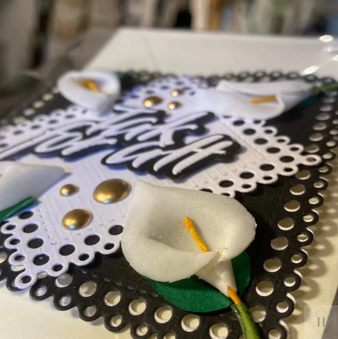 Kort til bårebuketten Helle Vang