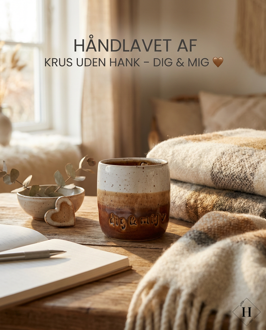 Krus uden hank - dig & mig ❤️ (brun)