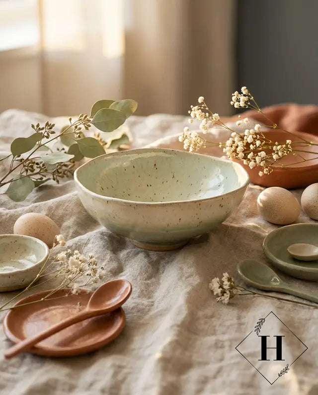 Skål formet som et påskeæg - grågrøn