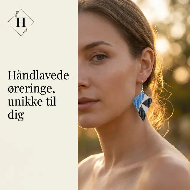 Store statement øreringe i miyukiperler - koksgrå/lyseblå