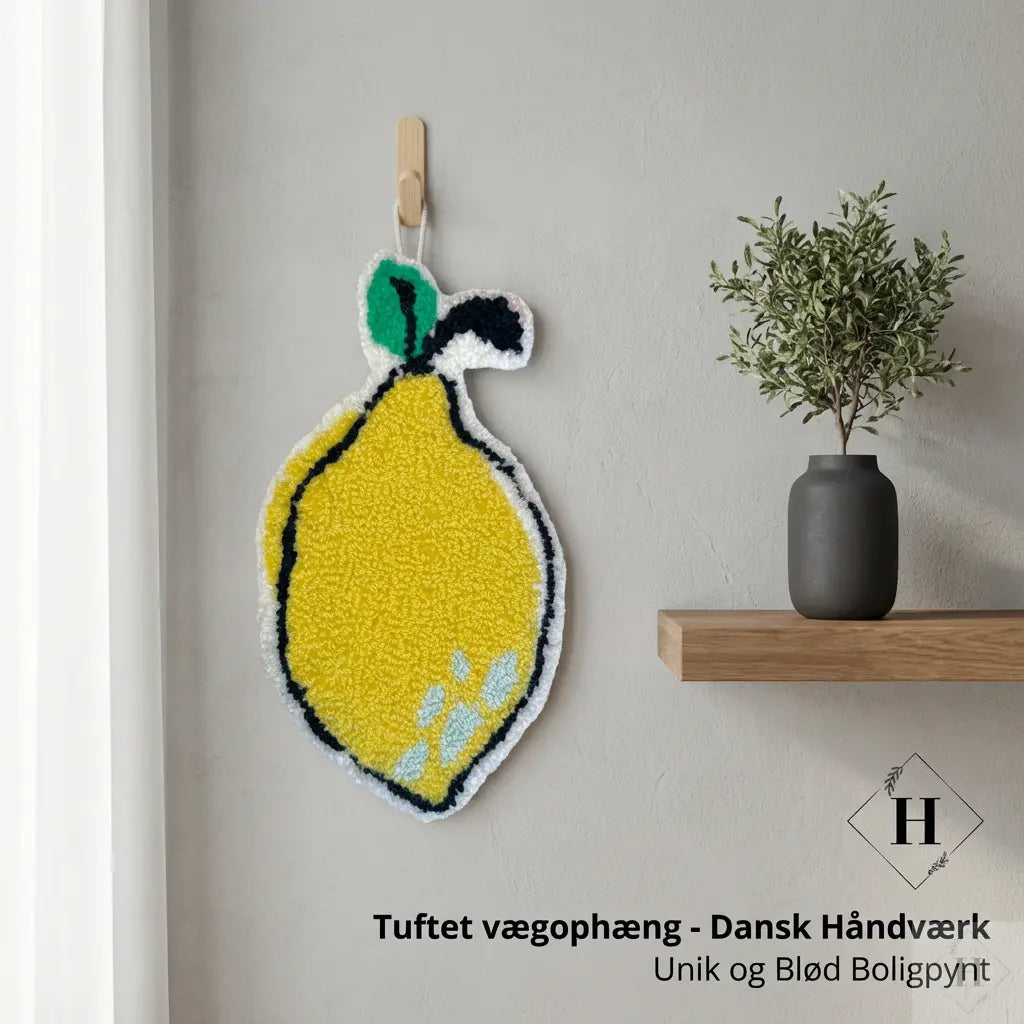 Tuftet vægophæng - gul/mint citron m/blad Flair