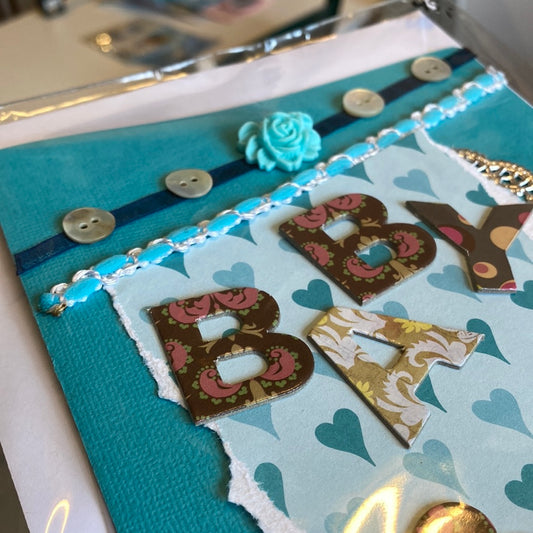 Kort til den lille ny - lyseblå Helle Vang