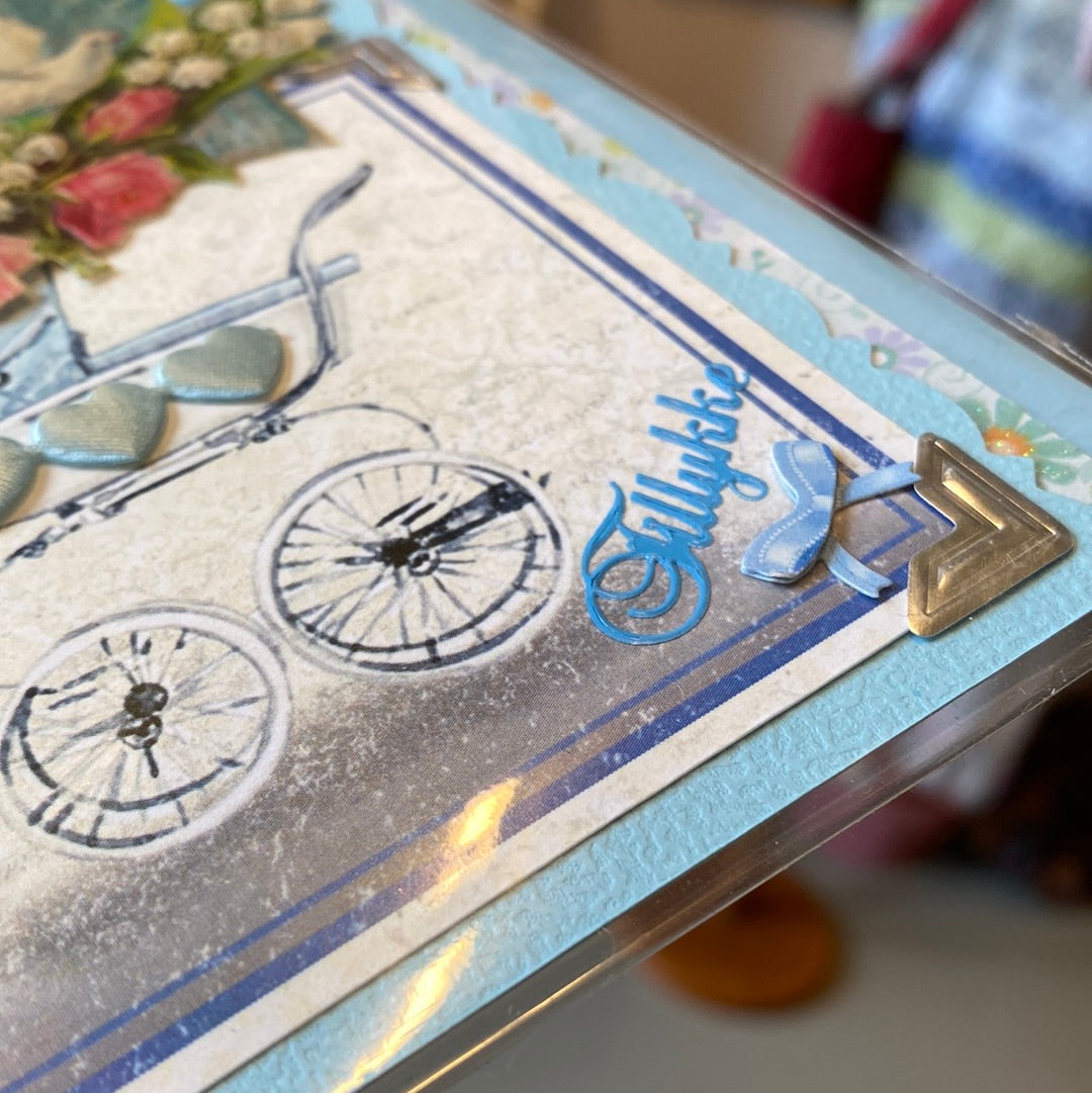 Kort til den lille ny - lyseblå Helle Vang