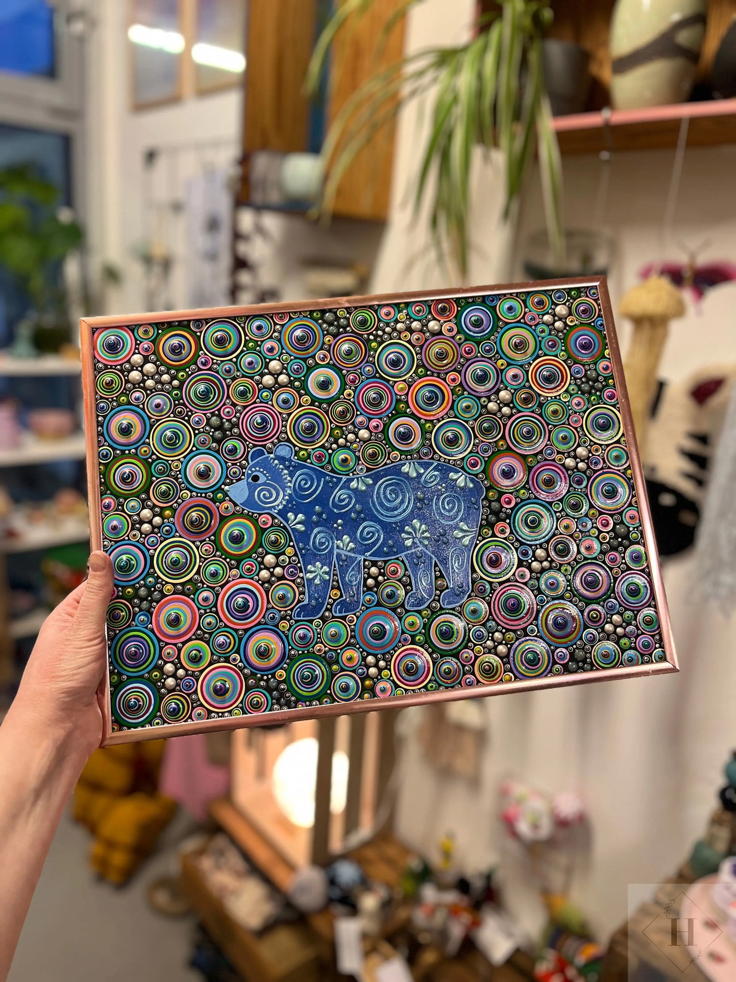 Dotart maleri - Isbjørnen 30x40cm inkl. ramme Zenjasworld