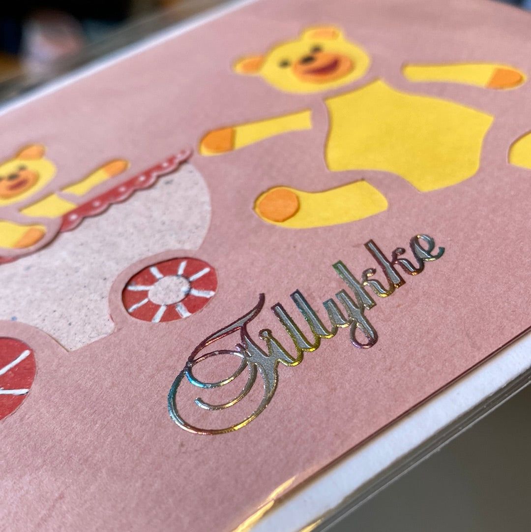 Kort til den lille ny - lyserød Helle Vang