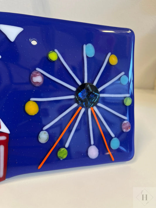 Vægophæng i glas - pariserhjul Granlund glaskunst