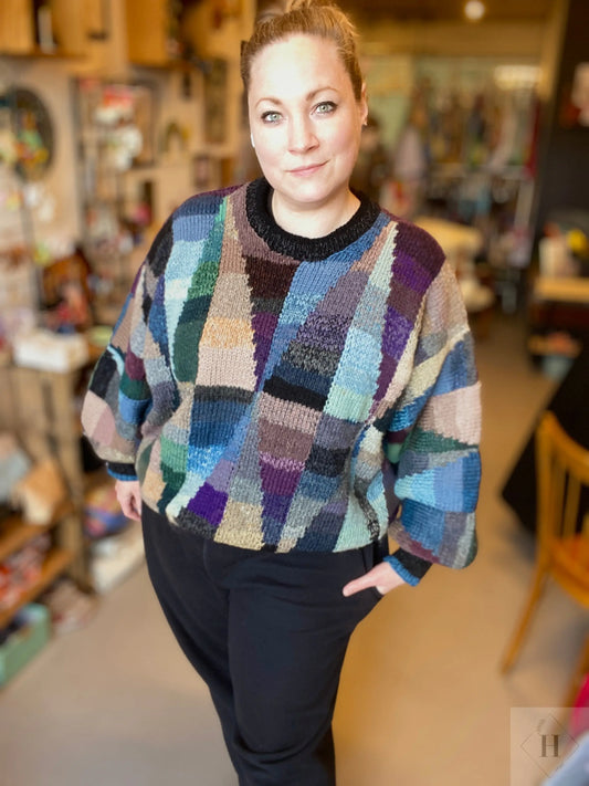 Strikket trøje i uld str L - XL Jo C