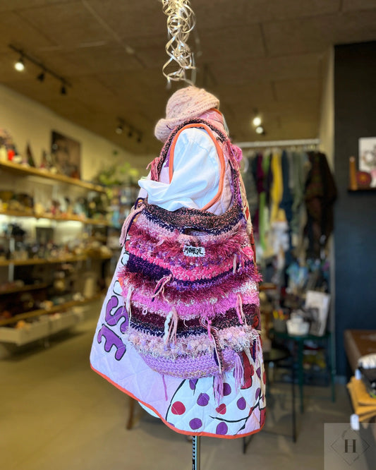 Hæklet totebag - pink Møhlde