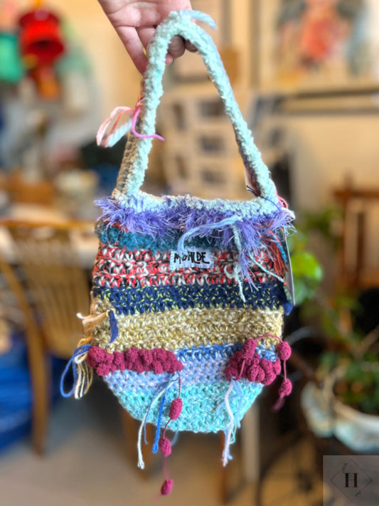 Hæklet mini totebag - Coral reef Møhlde