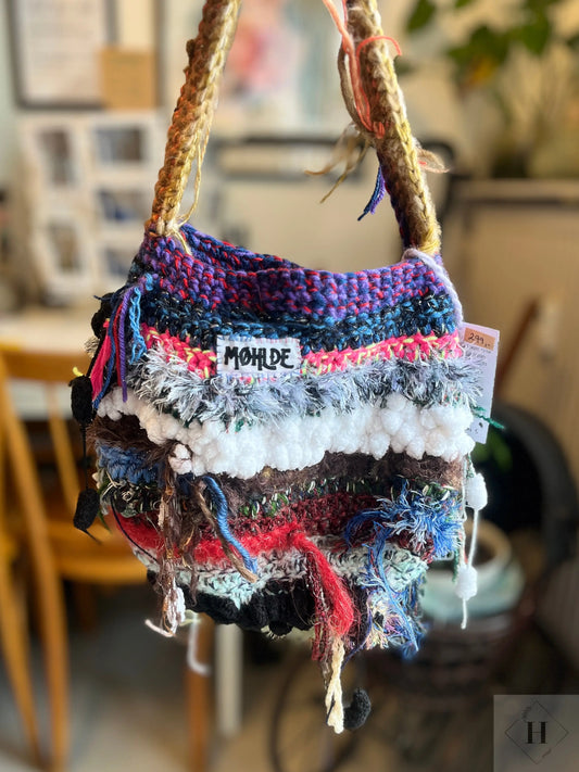 Hæklet mini totebag - winter storm Møhlde