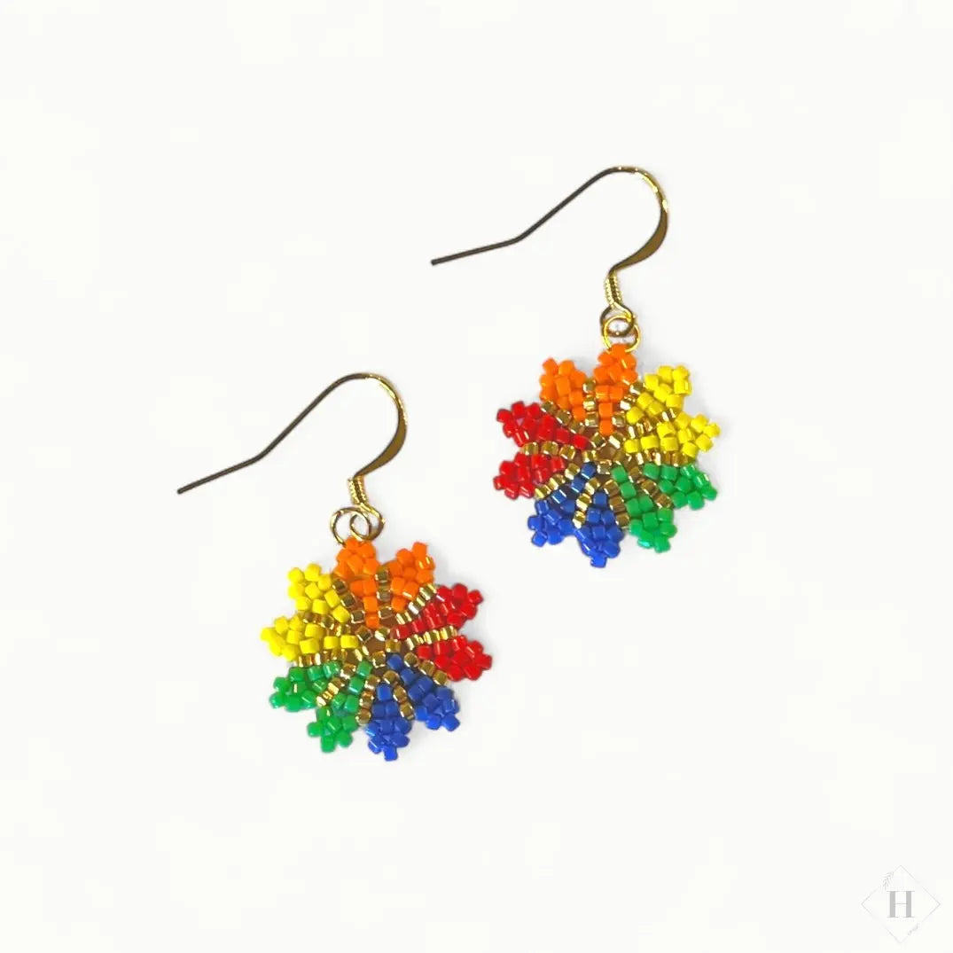 Ørering af miyuki perler - regnbue blomst Sara Engel