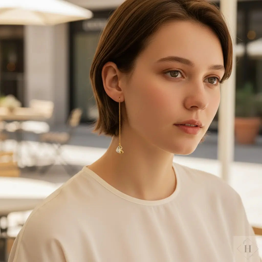 Forgyldt ørekæde i Sterling sølv med hjerte Valley by Aslak