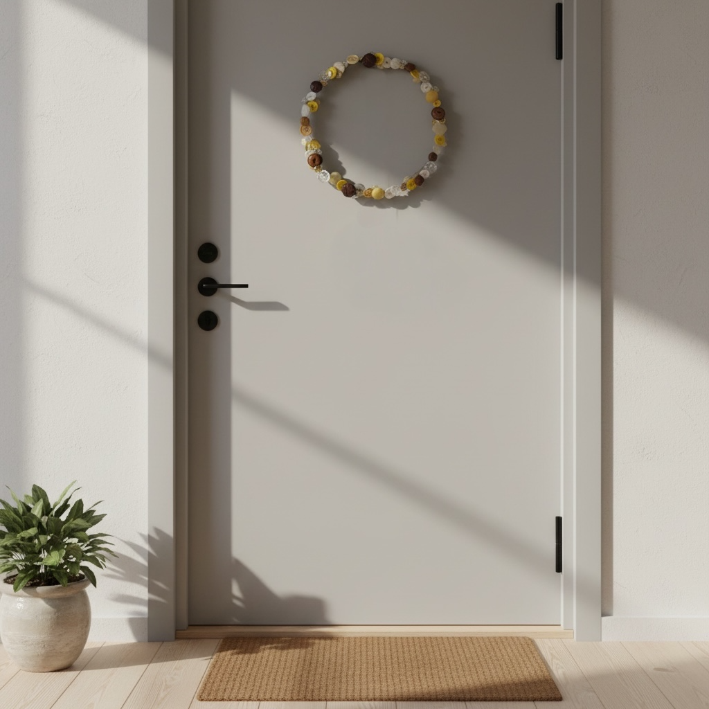 Dørkrans af knapper - gule nuancer