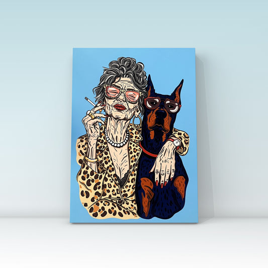 Kunstprint - granny and her dog | A5