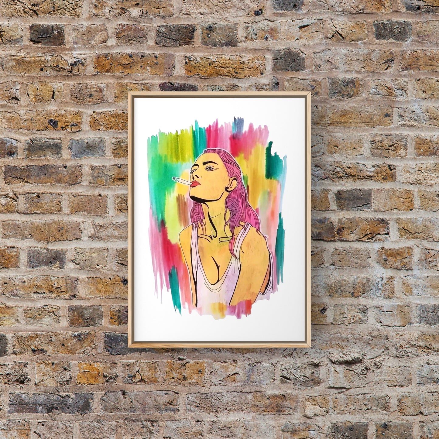 “Smoking lady” vandfarve og posca A3