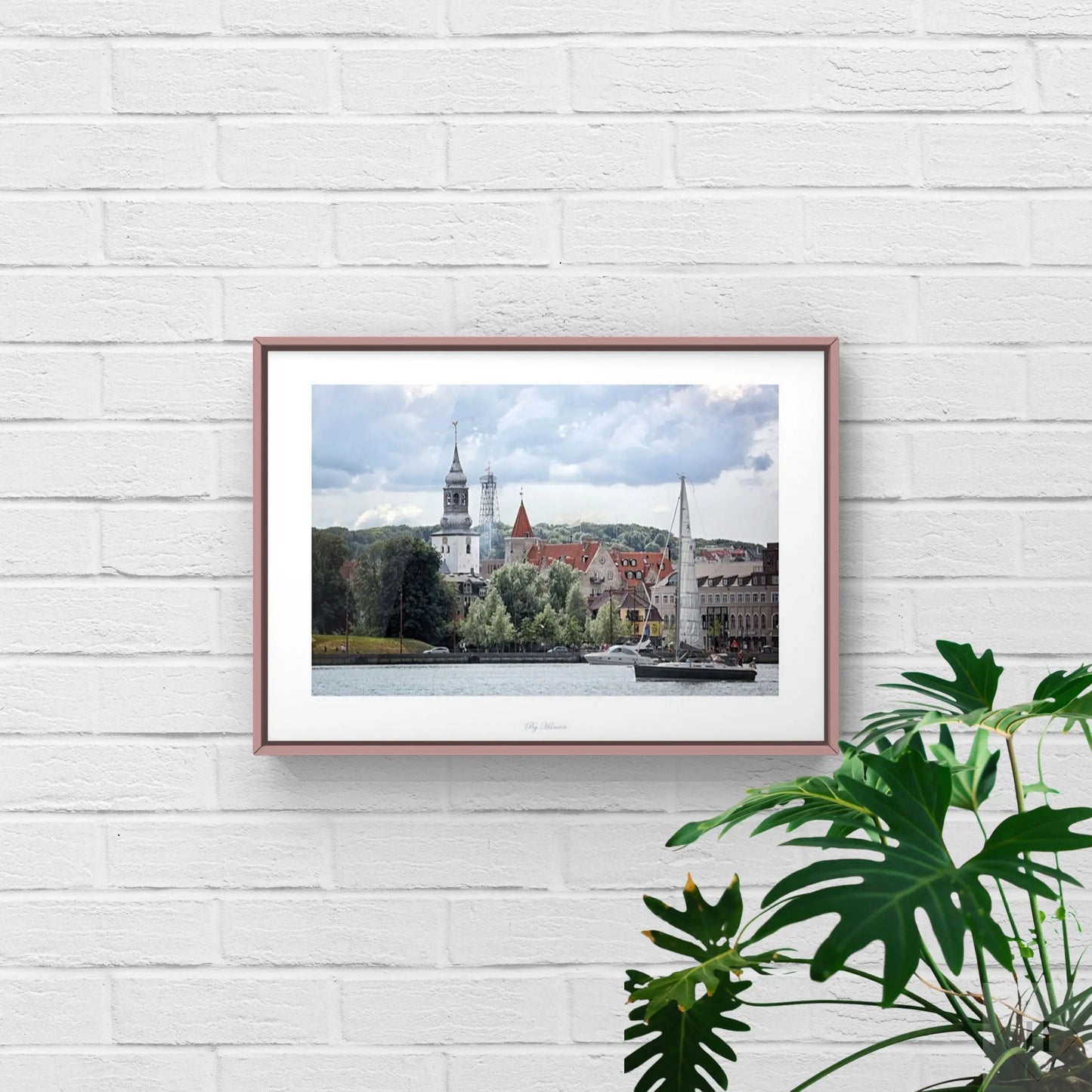 Kunstprint - Aalborg skyline A4 Hansen posters