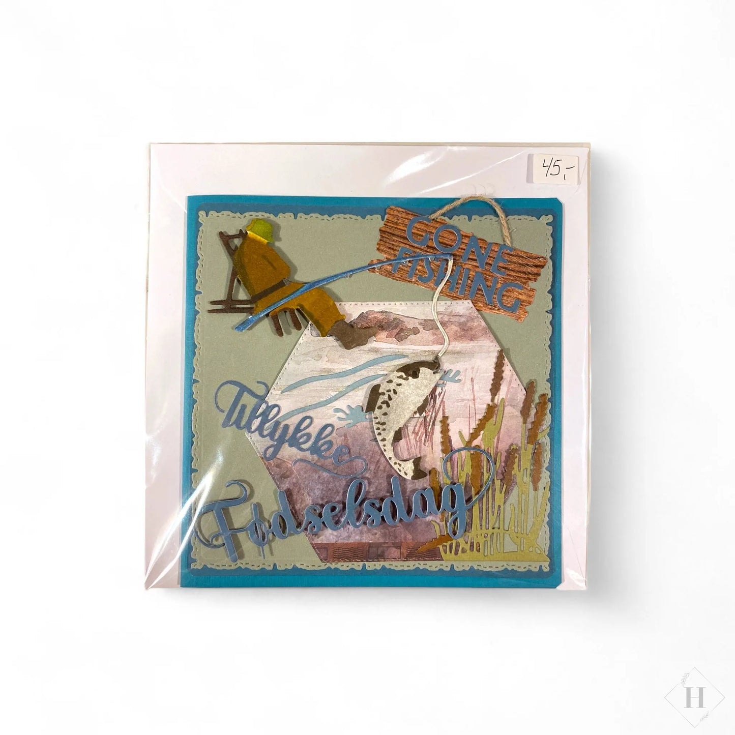 Fødselsdags kort - fisker Helle Vang