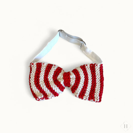 Strikket butterfly - rød og hvid stribet Jo C