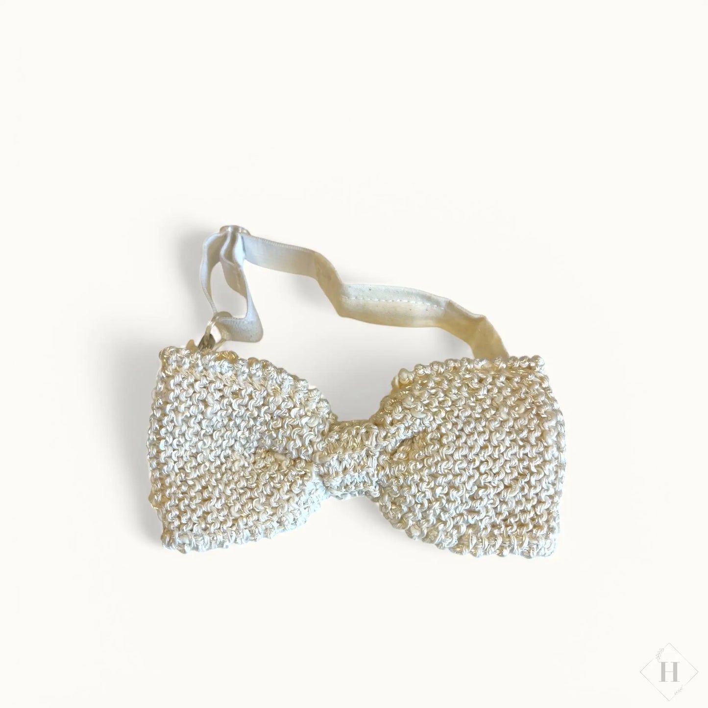 Strikket butterfly - hvid med glimmer Jo C