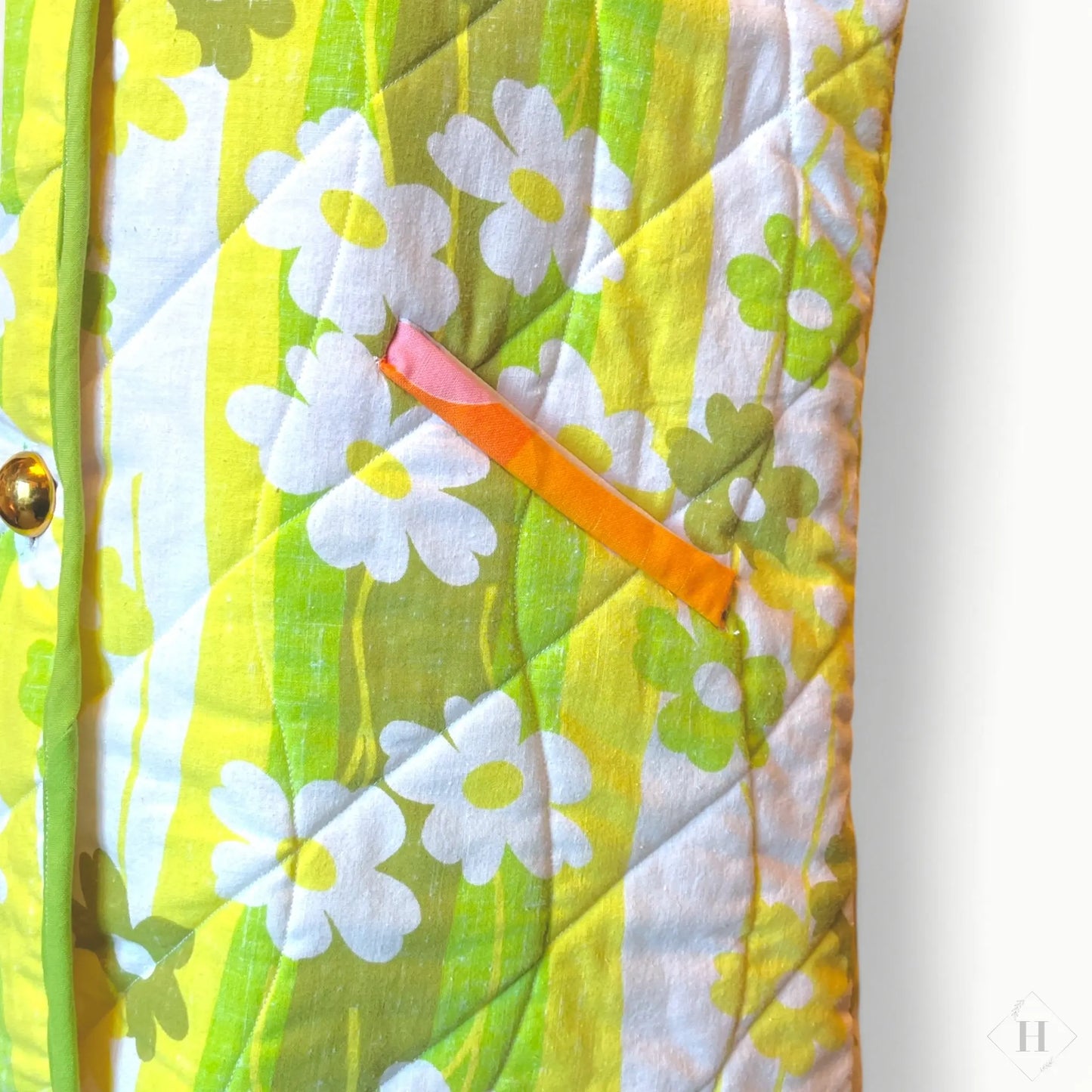 Quiltet vest - retro blomst Genfødt