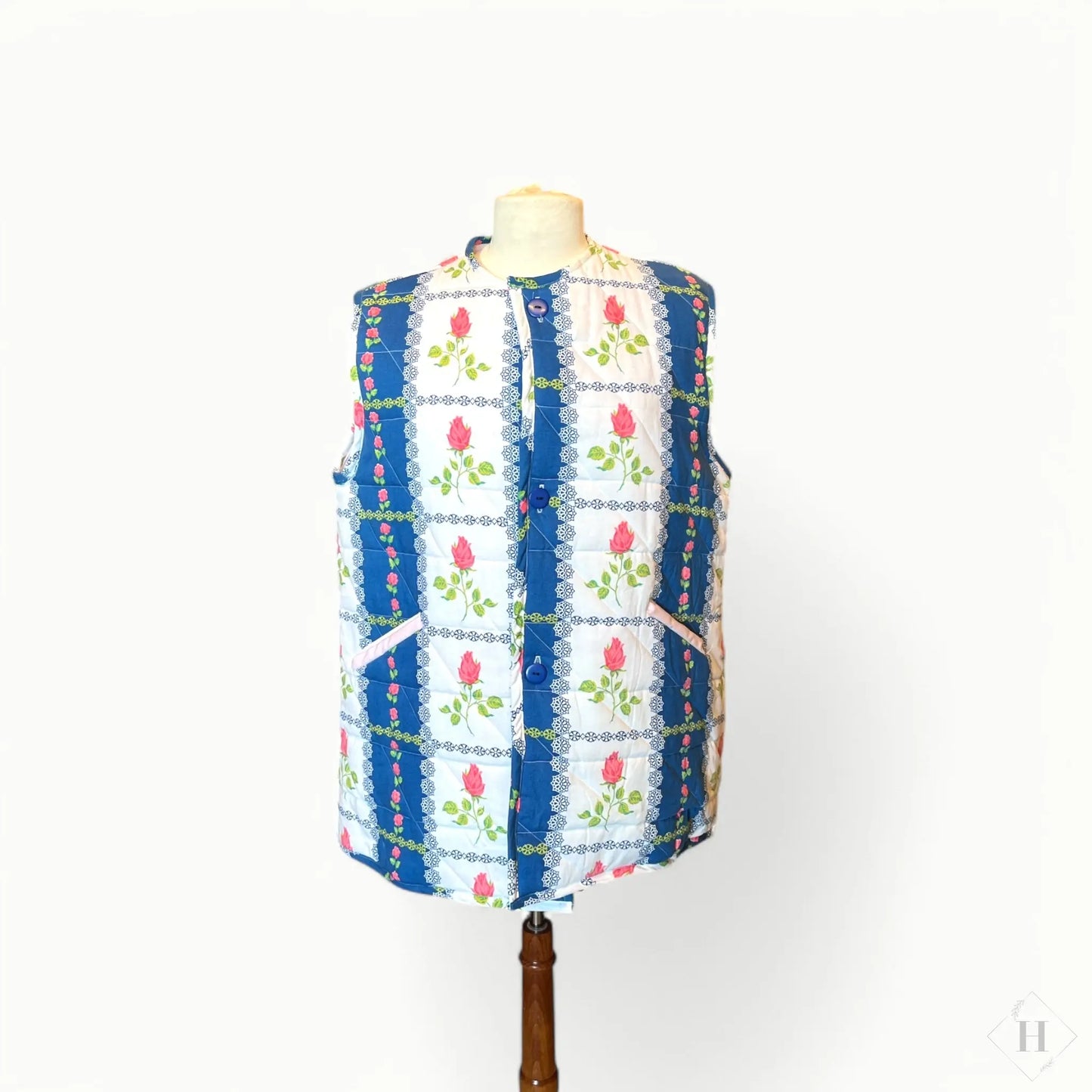 Quiltet vest - roser Genfødt