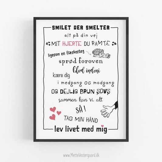 Kunstprint - Os to & Flæskesteg - Plakat om flæskesteg Mette Vestergaard