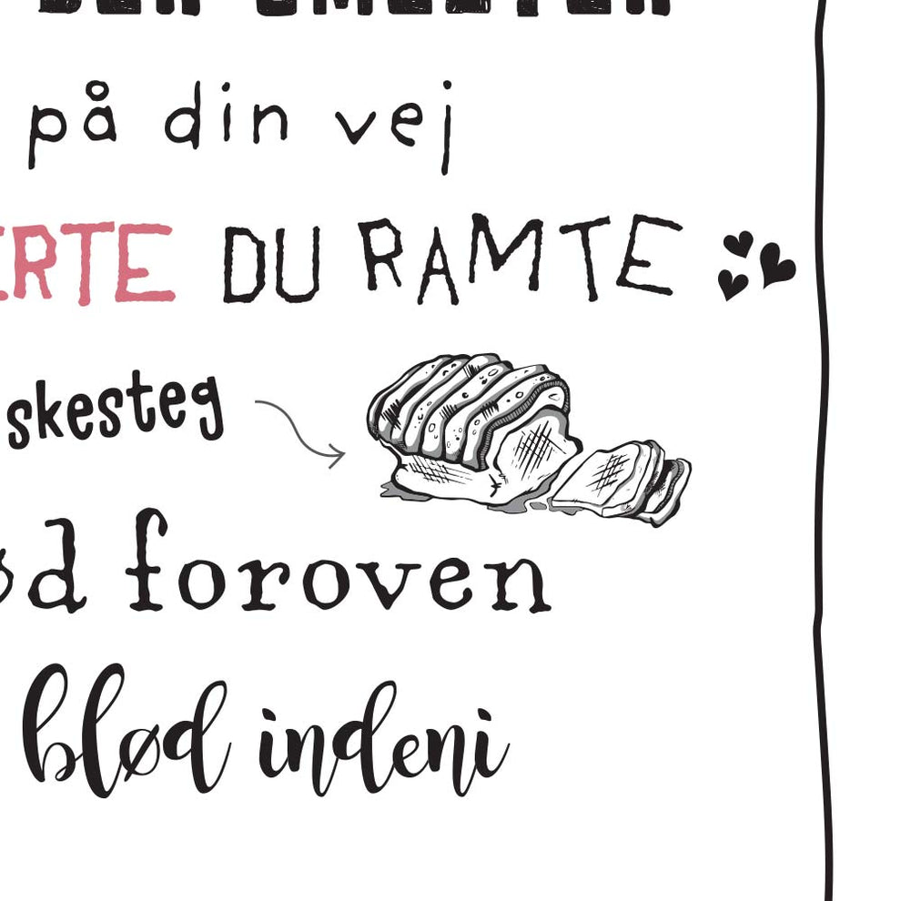 Kunstprint - Os to & Flæskesteg - Plakat om flæskesteg Mette Vestergaard