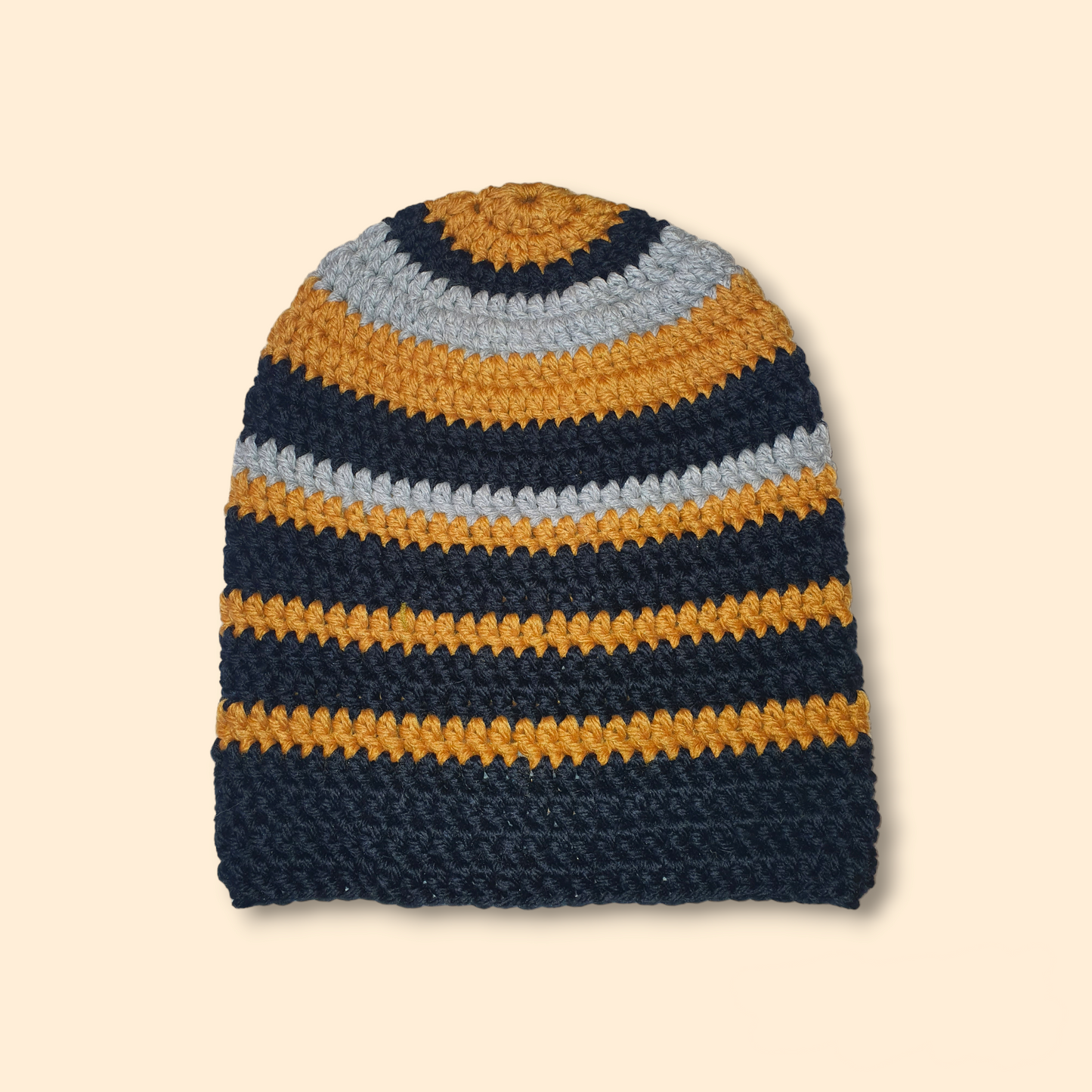 Hæklet hue med striber Gitte Bramm