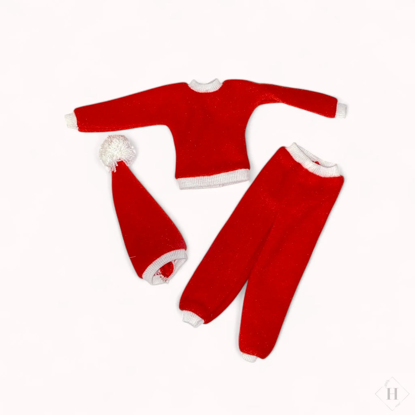 Håndsyet Barbie tøj - nisse sæt Liselotte