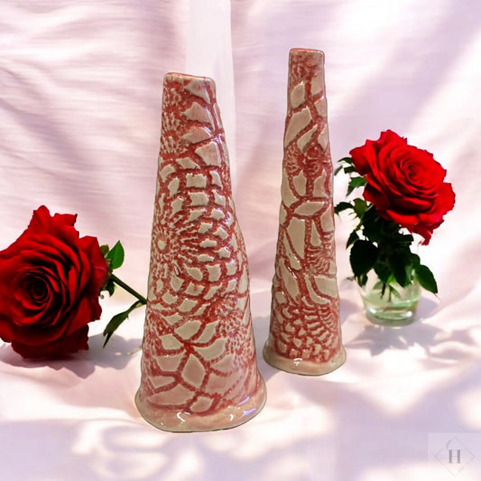 Høj vase med blonde - rød Hav-Mose-Fjord Keramik af kunsthåndværker Susanne Talbot