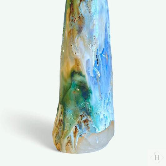 Lampe i keramik - blågrønne nuancer By Victoria Juul