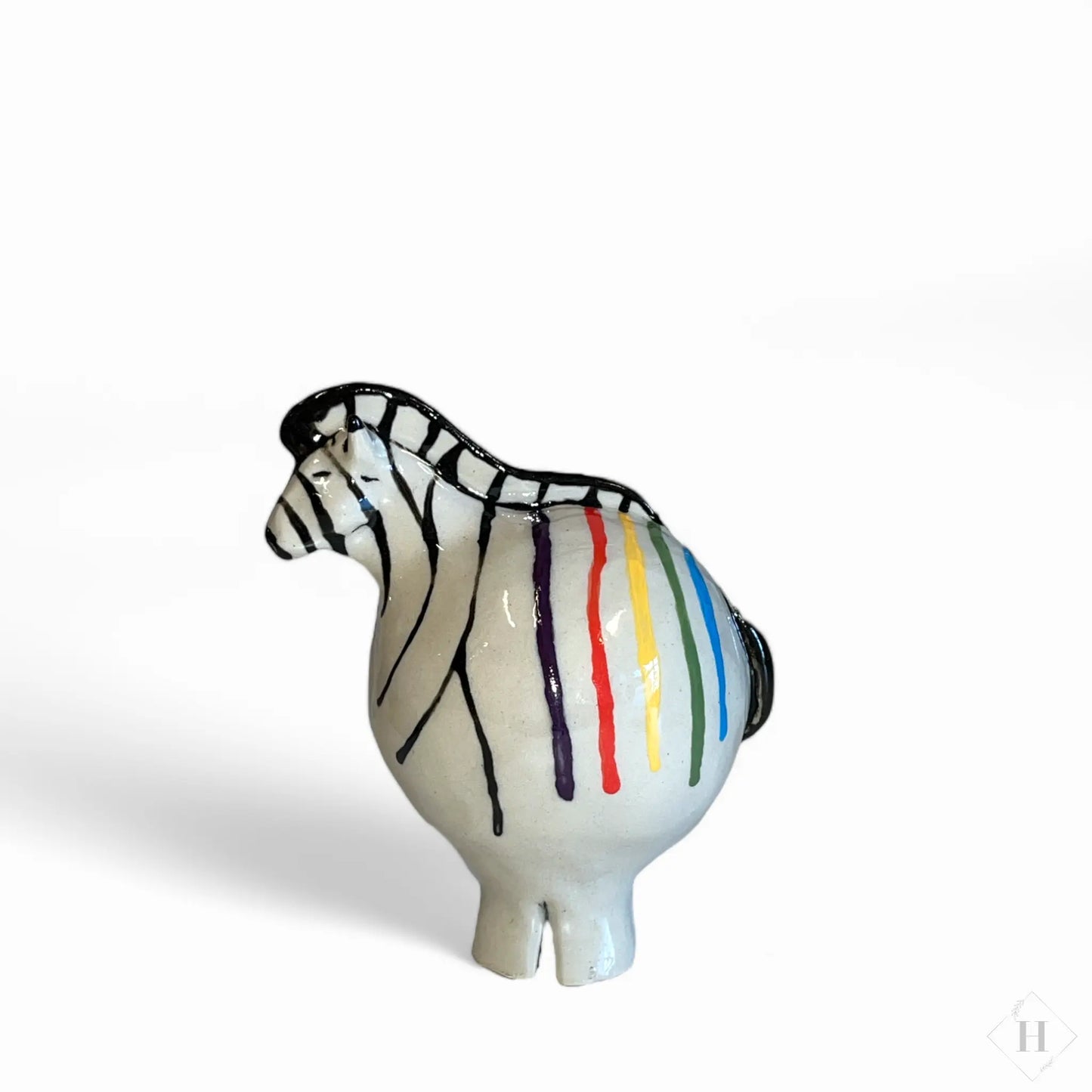 Regnbue zebra i keramik - blank glasur Lisbeth Børglum