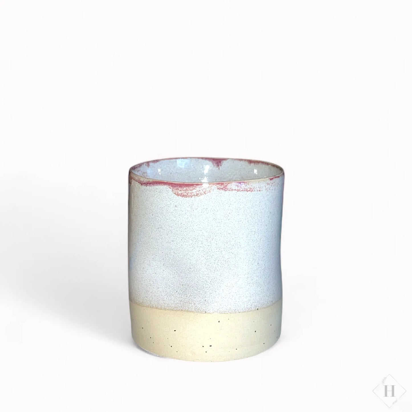 Klemmekrus i stentøj - Hvid med rosa kant Charlottes Clayground