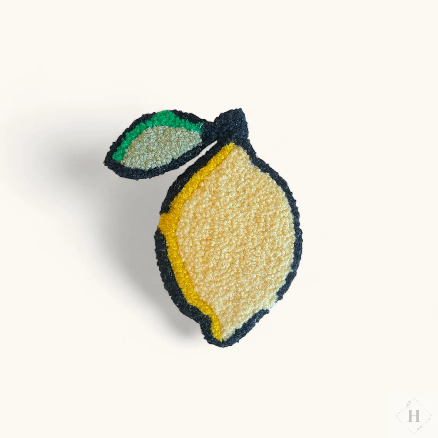 Tuftet vægophæng - lille gul citron m/blad Flair