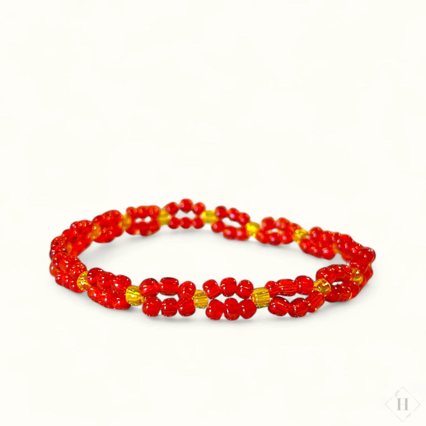 Armbånd i store glasperler - røde blomster Pen Tool Grafisk