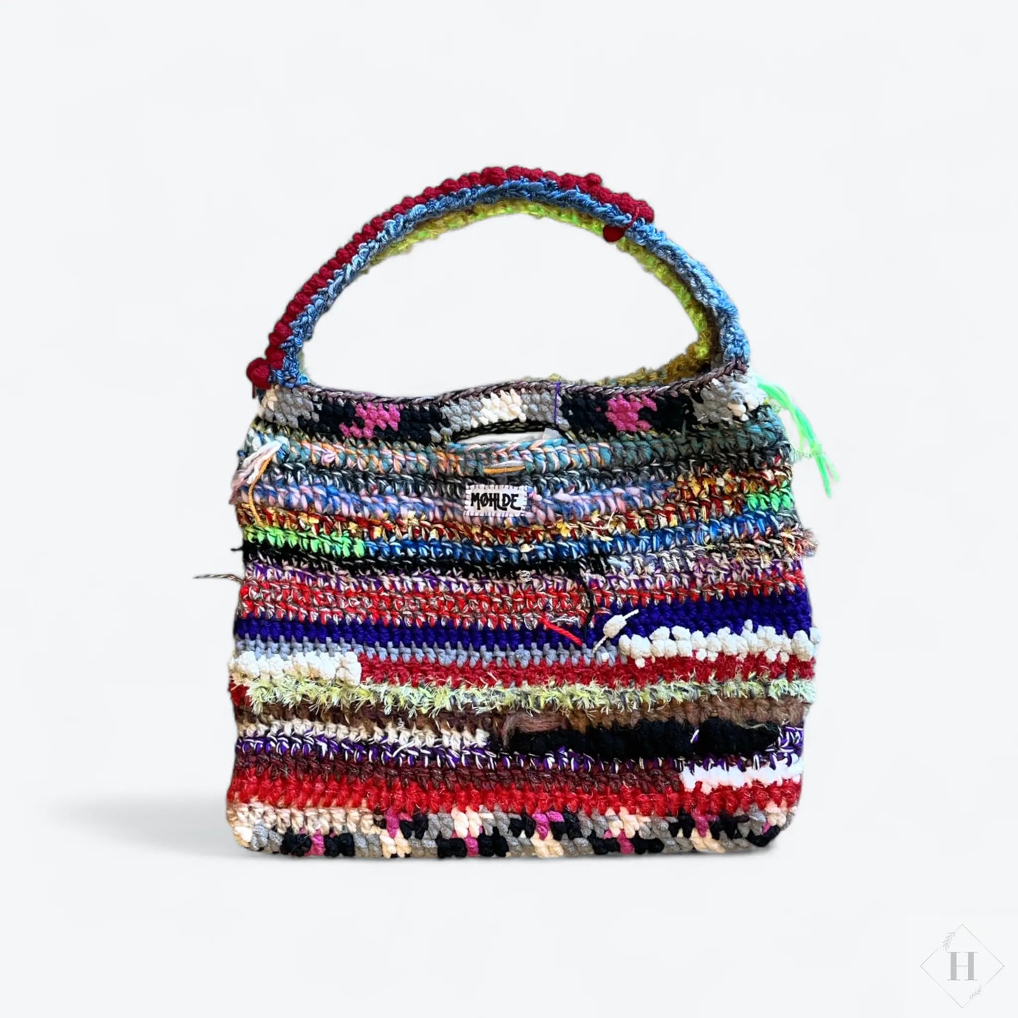 Hæklet totebag - Black n pink Møhlde