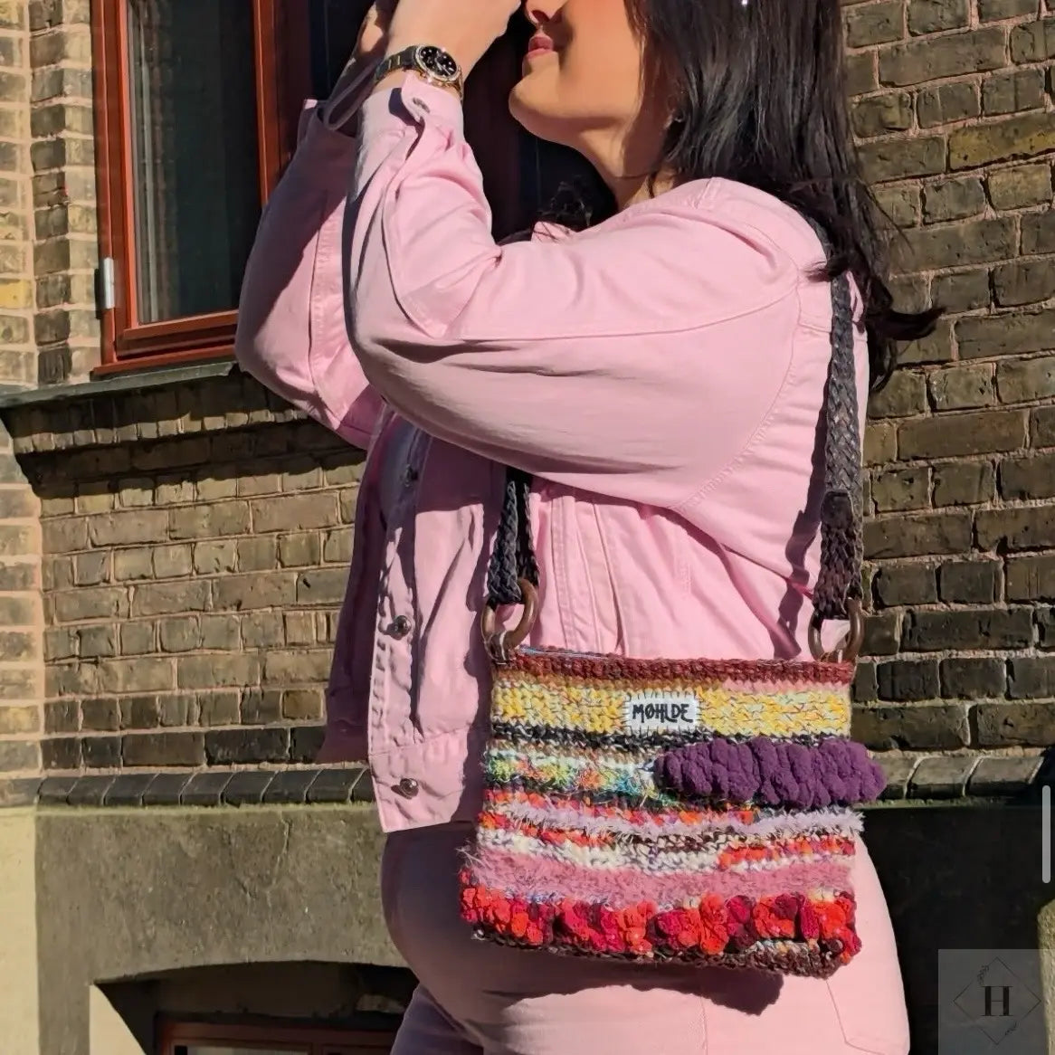 Hæklet håndtaske - lilla sky Møhlde