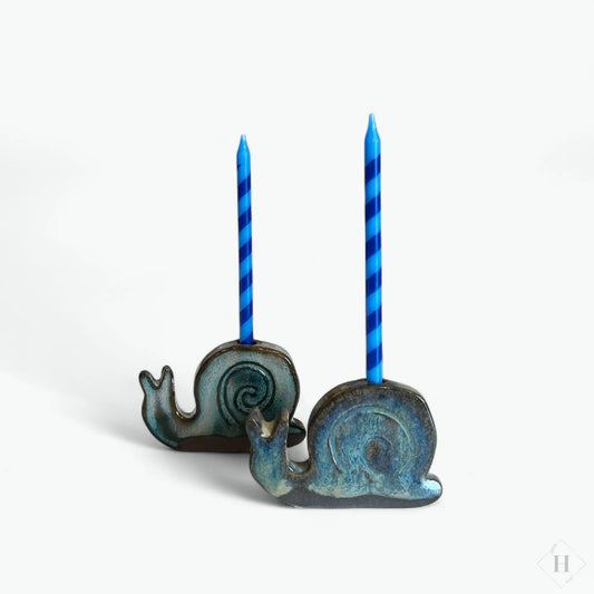 Fødselsdags snegl i keramik - blå Famalut