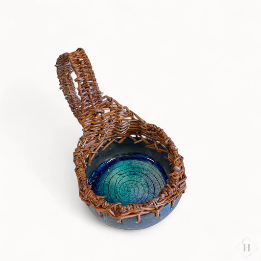 Keramik skål med kant af pileflet Lisbeth Børglum