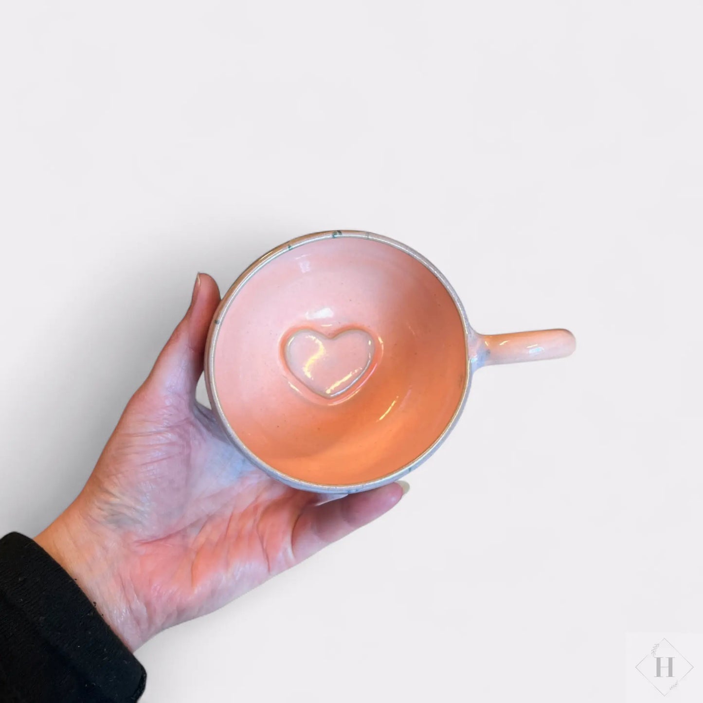 Hjerte krus - plettet lyserød/laks Jøwjøw