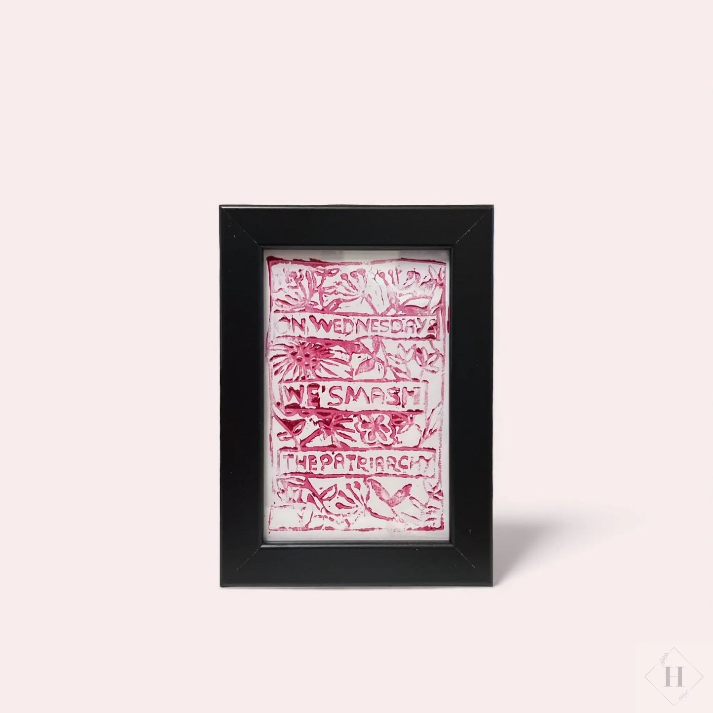 A6 linoleums tryk - on Wednesday we smash the patriarchy Fie Samson