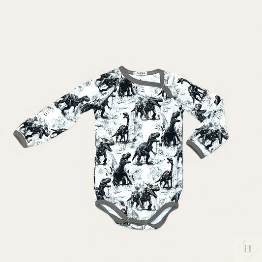 Håndlavet Baby Body og Bukser Str 80 - Blødt Jersey Sæt med Dino Motiv Louifax