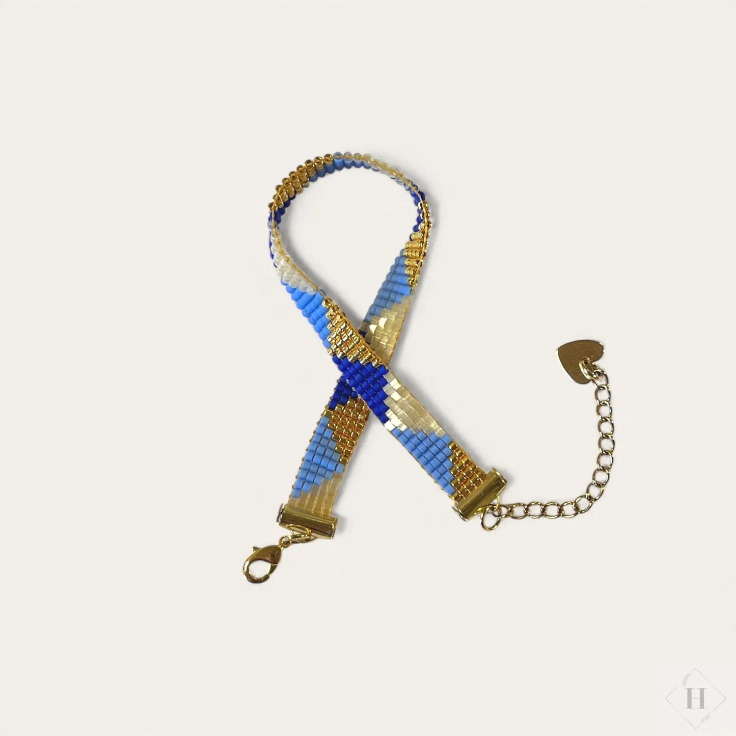 Armbånd i miyuki perler - blå nuancer Mabalser