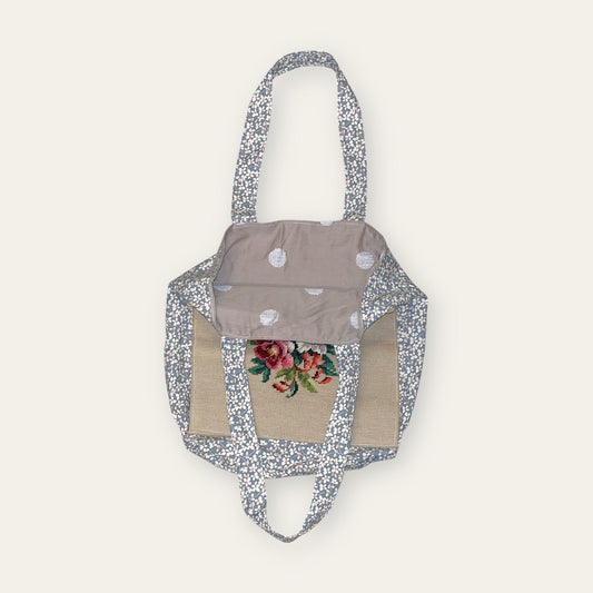 Mulepose med broderi - blomster buket Irene Kokholm