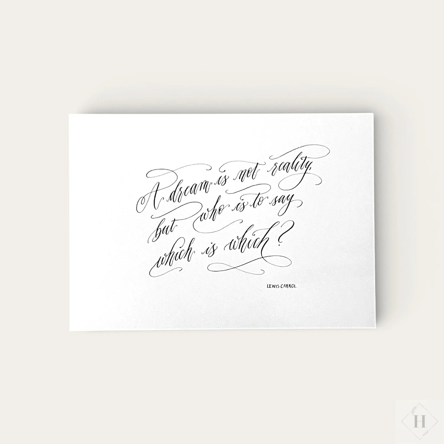 Håndskrevet plakat - Lewis Carol citat Pen Tool Grafisk