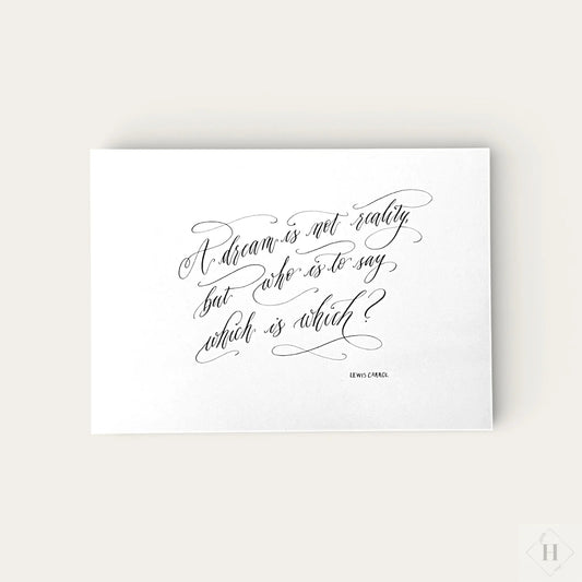 Håndskrevet plakat - Lewis Carol citat Pen Tool Grafisk