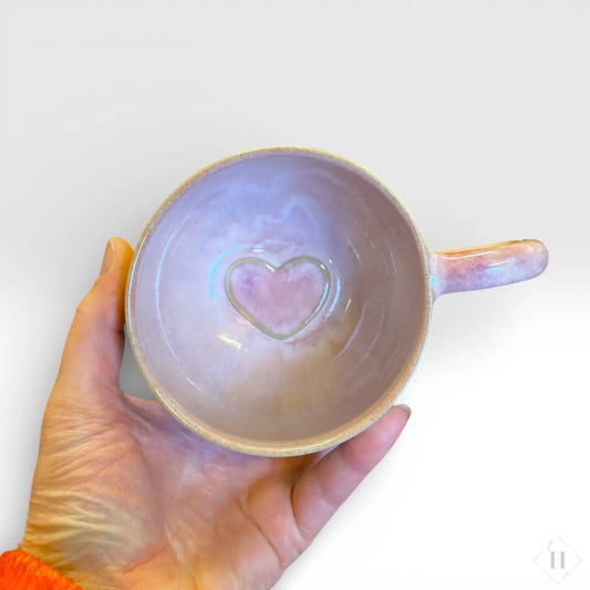 Håndlavet stentøjskrus med hank - lyserød Håndlavet af