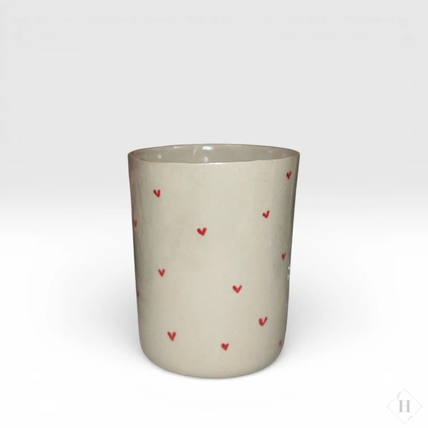 Stort krus uden hank - små hjerter Håndlavet af