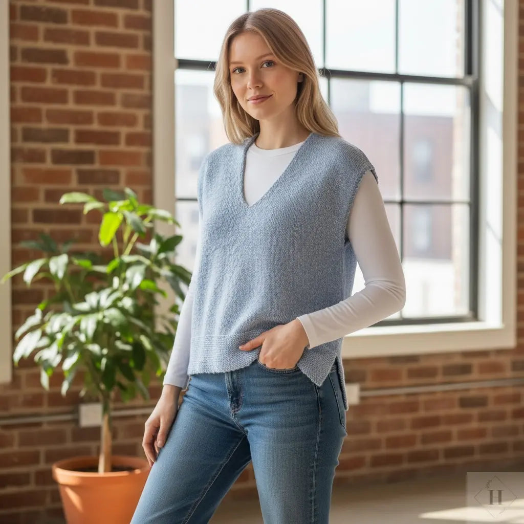 Strikket vest i alpaka str L HG Design