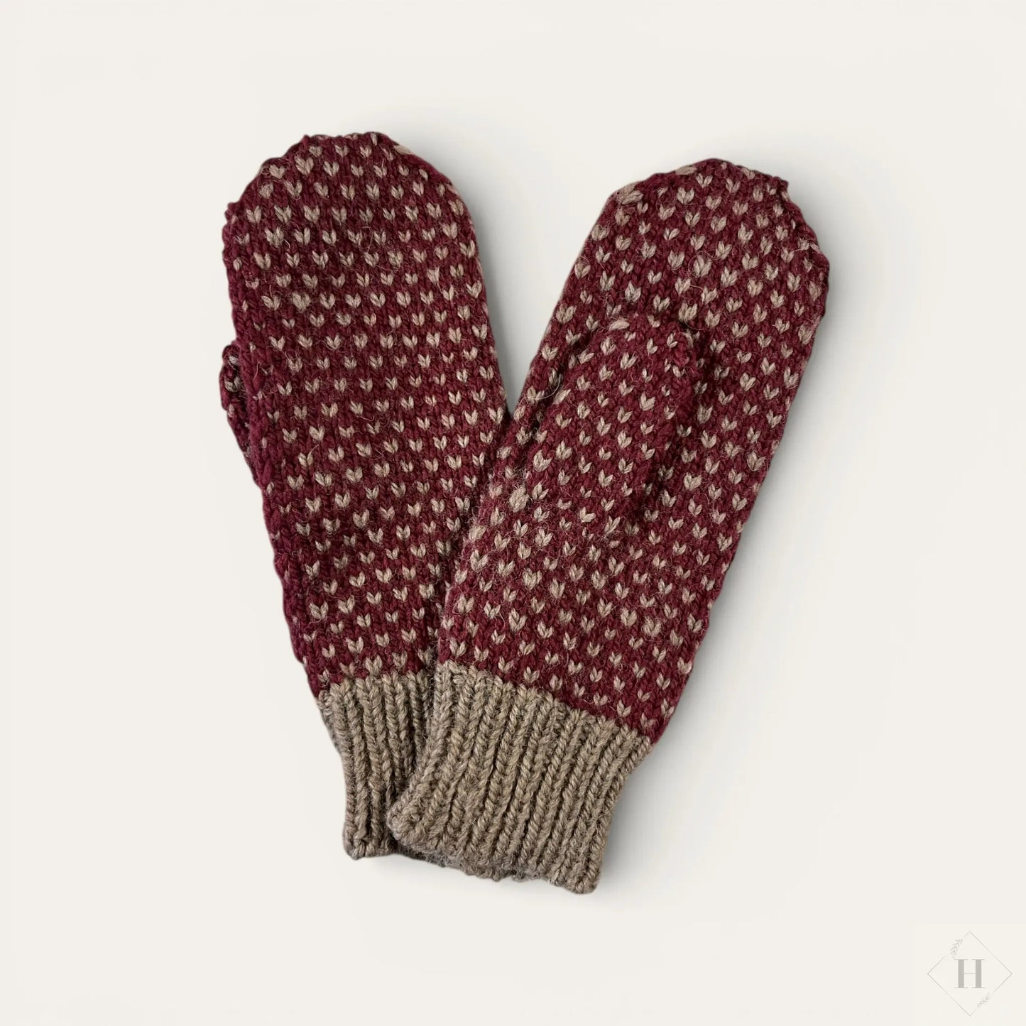 Strikkede luffer i blød 100% uld Famalut